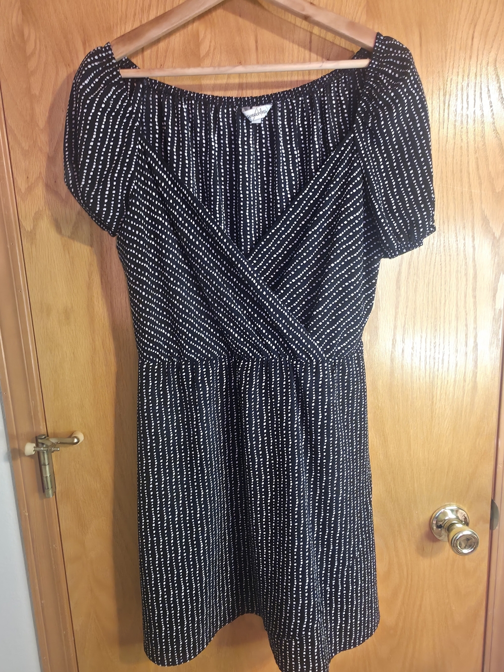 Black and White Polka Dot Wrap-Style Women’s Dress